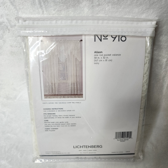 No 918 Rod Pocket Valance Ivory Lace 58"W x 32" L Alison NEW - Picture 3 of 10